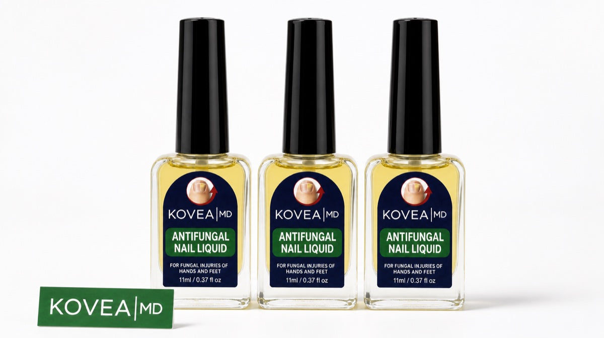 Three bottles of KoveaMD Clinical-Strength Brush-On
